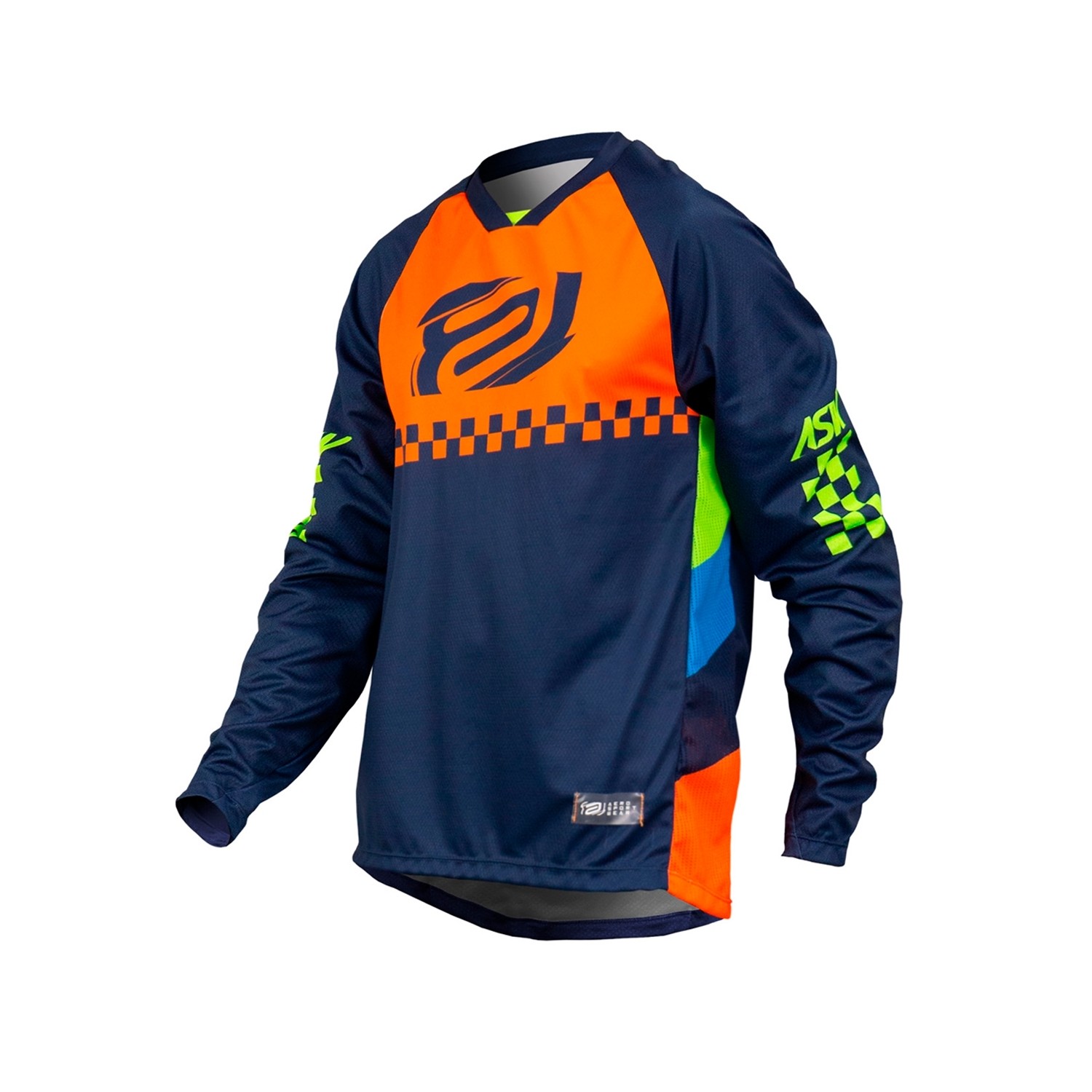 Camisa Asw Image Puzzle 23 Azul/Laranja Motocross Off road